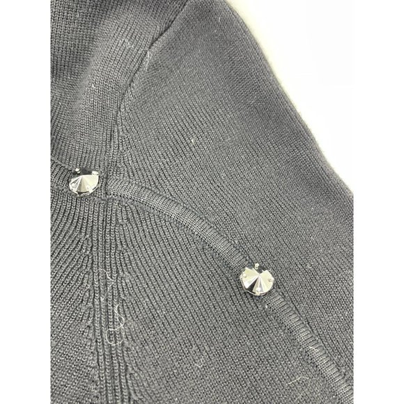 Nic + Zoe Women's Petite Black Long Sleeve Rhinestones Zip Knit Sweater Size PL - Picture 9 of 12